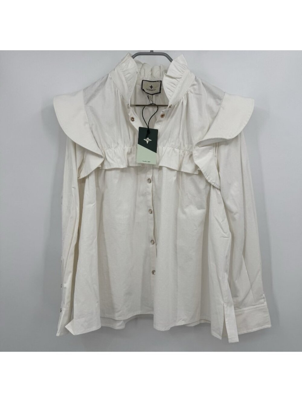 Tuckernuck White Winnie Collared Blouse sz XL Women's Snap Front Top NWT *